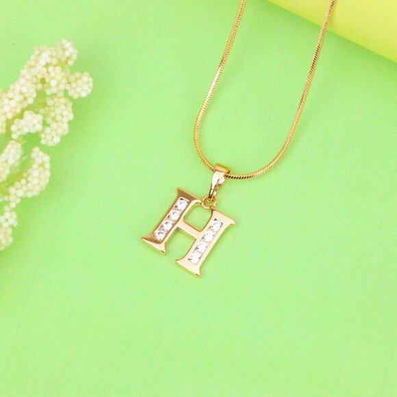 "Rose Gold Letter H Pendant with Crystals – 18K Gold Plated Charm, XPPT1357 - Picture 13 of 13